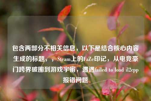 包含两部分不相关信息,以下是结合核心内容生成的标题,,Steam上的FaZe印记,从电竞豪门跨界破圈到游戏宇宙,遭遇failed to load il2cpp报错问题