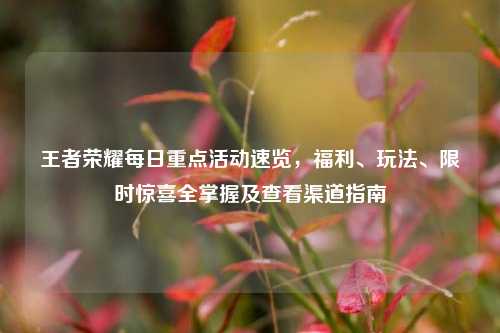 王者荣耀每日重点活动速览,福利、玩法、限时惊喜全掌握及查看渠道指南