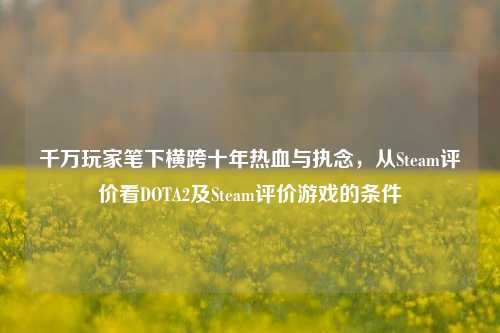 千万玩家笔下横跨十年热血与执念,从Steam评价看DOTA2及Steam评价游戏的条件