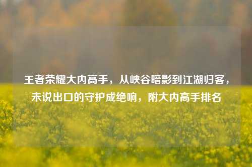王者荣耀大内高手,从峡谷暗影到江湖归客,未说出口的守护成绝响,附大内高手排名