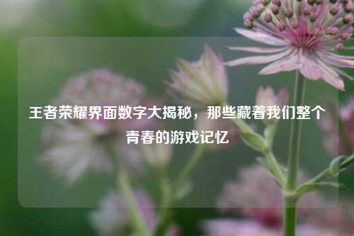 王者荣耀界面数字大揭秘，那些藏着我们整个青春的游戏记忆