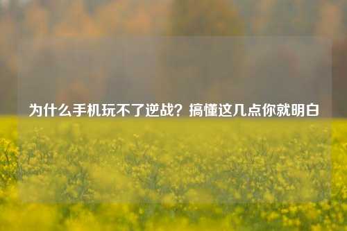 为什么手机玩不了逆战？搞懂这几点你就明白