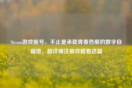 Steam游戏账号，不止是承载青春热爱的数字自留地，超详细注册攻略看这篇