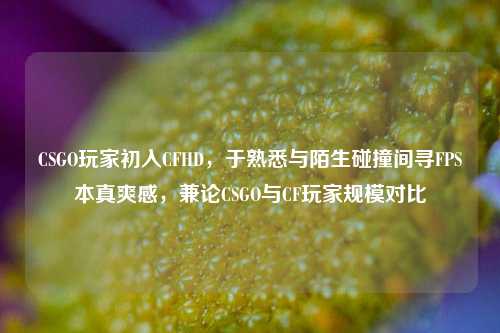 CSGO玩家初入CFHD,于熟悉与陌生碰撞间寻FPS本真爽感,兼论CSGO与CF玩家规模对比