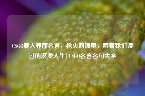 CSGO载入界面名言,枪火间隙里,藏着我们读过的滚烫人生|CSGO名言名句大全