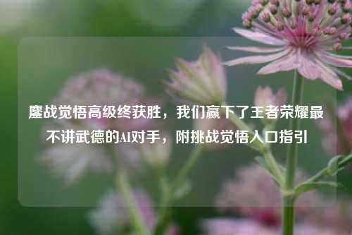 鏖战觉悟高级终获胜，我们赢下了王者荣耀最不讲武德的AI对手，附挑战觉悟入口指引