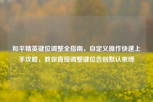 和平精英键位调整全指南,自定义操作快速上手攻略,教你直接调整键位告别默认束缚