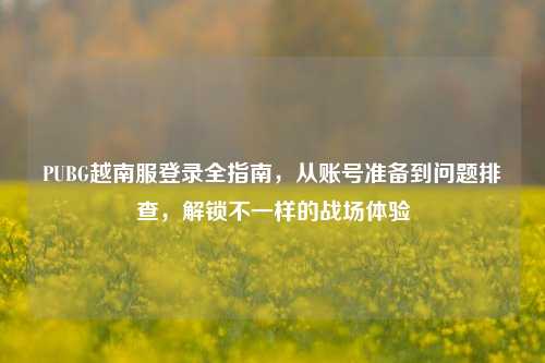 PUBG越南服登录全指南,从账号准备到问题排查,解锁不一样的战场体验