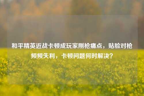 和平精英近战卡顿成玩家刚枪痛点,贴脸对枪频频失利,卡顿问题何时解决?