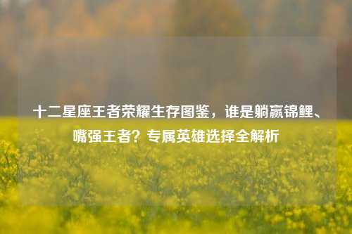 十二星座王者荣耀生存图鉴,谁是躺赢锦鲤、嘴强王者?专属英雄选择全解析