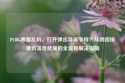 PUBG界面乱码、打开弹出异常字母?从诱因排查到落地修复的全流程解决指南