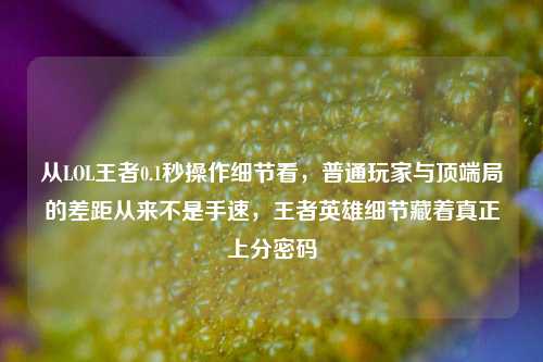 从LOL王者0.1秒操作细节看,普通玩家与顶端局的差距从来不是手速,王者英雄细节藏着真正上分密码