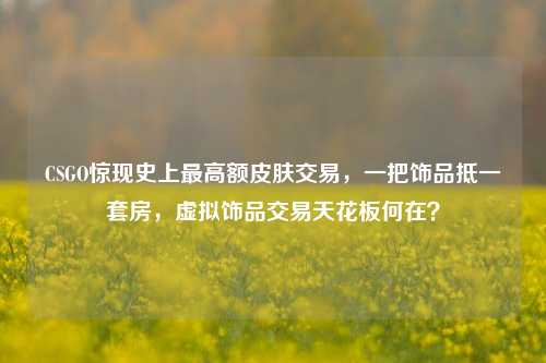CSGO惊现史上最高额皮肤交易,一把饰品抵一套房,虚拟饰品交易天花板何在?