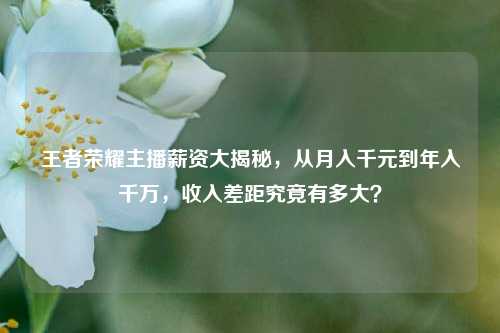 王者荣耀主播薪资大揭秘,从月入千元到年入千万,收入差距究竟有多大?