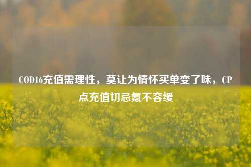 COD16充值需理性,莫让为情怀买单变了味,CP点充值切忌氪不容缓