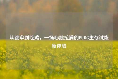 从跳伞到吃鸡，一场心跳拉满的PUBG生存试炼新体验