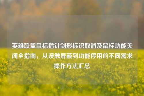 英雄联盟鼠标指针剑形标识取消及鼠标功能关闭全指南,从误触屏蔽到功能停用的不同需求操作方法汇总