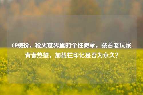 CF装扮,枪火世界里的个性徽章,藏着老玩家青春热望,加载栏印记是否为永久?