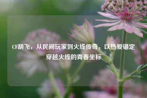 CF胡飞，从民间玩家到火线传奇，以热爱锚定穿越火线的青春坐标