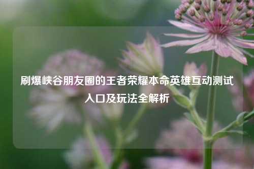 刷爆峡谷朋友圈的王者荣耀本命英雄互动测试入口及玩法全解析