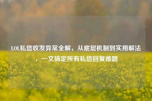 LOL私信收发异常全解，从底层机制到实用解法，一文搞定所有私信回复难题