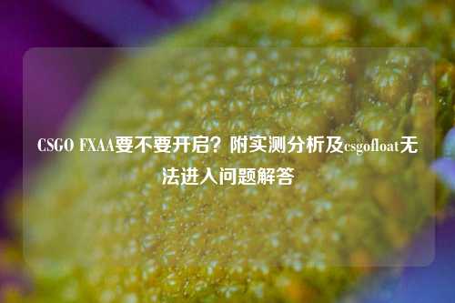 CSGO FXAA要不要开启?附实测分析及csgofloat无法进入问题解答