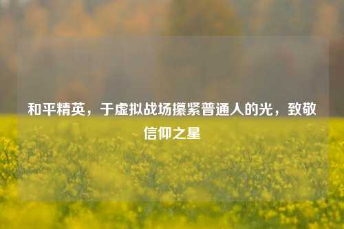 和平精英，于虚拟战场攥紧普通人的光，致敬信仰之星