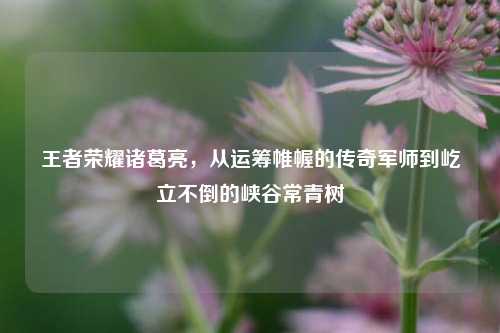 王者荣耀诸葛亮，从运筹帷幄的传奇军师到屹立不倒的峡谷常青树