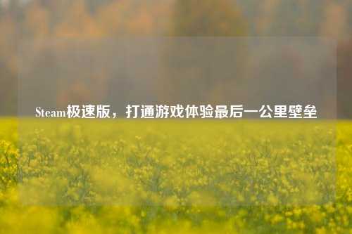 Steam极速版，打通游戏体验最后一公里壁垒