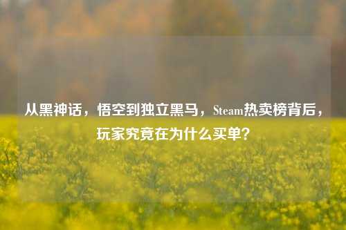 从黑神话，悟空到独立黑马，Steam热卖榜背后，玩家究竟在为什么买单？