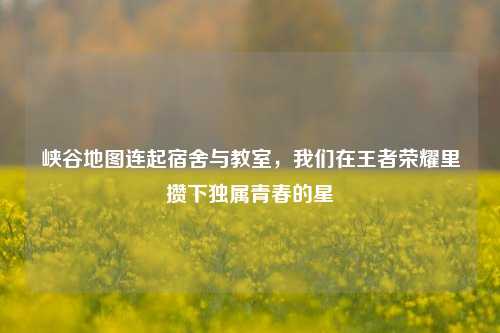 峡谷地图连起宿舍与教室，我们在王者荣耀里攒下独属青春的星