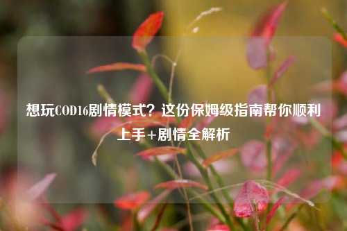 想玩COD16剧情模式？这份保姆级指南帮你顺利上手+剧情全解析