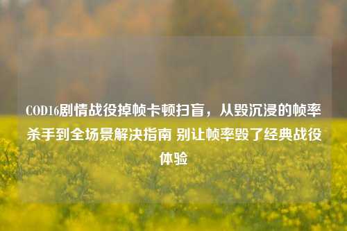 COD16剧情战役掉帧卡顿扫盲，从毁沉浸的帧率杀手到全场景解决指南 别让帧率毁了经典战役体验