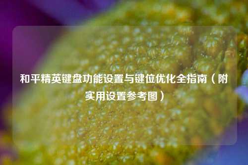 和平精英键盘功能设置与键位优化全指南（附实用设置参考图）