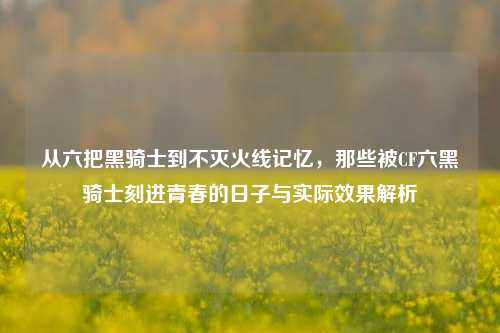 从六把黑骑士到不灭火线记忆，那些被CF六黑骑士刻进青春的日子与实际效果解析