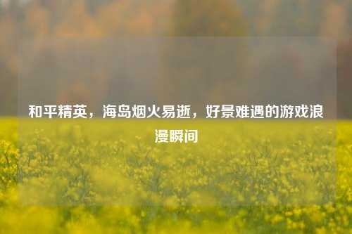 和平精英,海岛烟火易逝,好景难遇的游戏浪漫瞬间