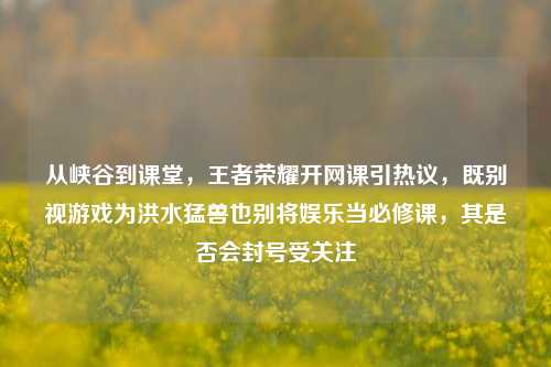 从峡谷到课堂，王者荣耀开网课引热议，既别视游戏为洪水猛兽也别将娱乐当必修课，其是否会封号受关注