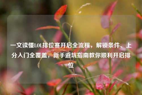 一文读懂LOL排位赛开启全流程,解锁条件、上分入门全覆盖,新手避坑指南教你顺利开启排位