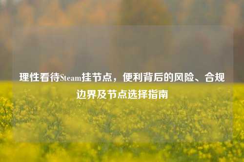 理性看待Steam挂节点,便利背后的风险、合规边界及节点选择指南