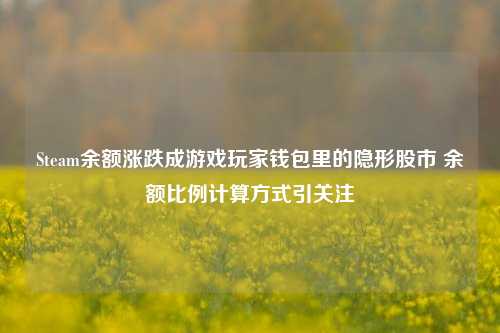 Steam余额涨跌成游戏玩家钱包里的隐形股市 余额比例计算方式引关注