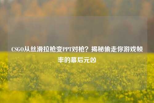 CSGO从丝滑拉枪变PPT对枪?揭秘偷走你游戏帧率的幕后元凶
