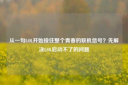 从一句LOL开始接住整个青春的联机信号?先解决LOL启动不了的问题