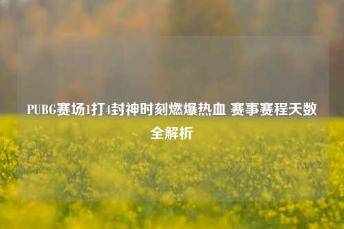 PUBG赛场1打4封神时刻燃爆热血 赛事赛程天数全解析