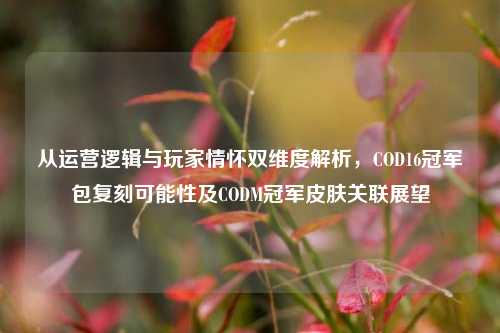 从运营逻辑与玩家情怀双维度解析,COD16冠军包复刻可能性及CODM冠军皮肤关联展望