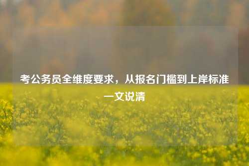 考公务员全维度要求，从报名门槛到上岸标准一文说清
