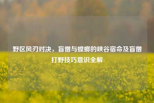 野区风刃对决,盲僧与螳螂的峡谷宿命及盲僧打野技巧意识全解