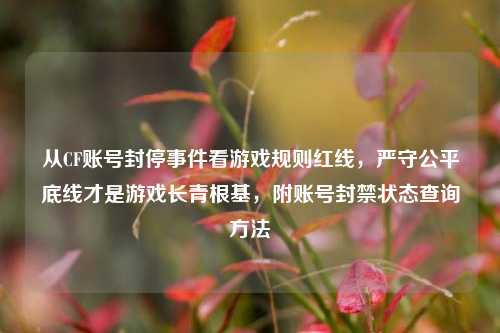 从CF账号封停事件看游戏规则红线，严守公平底线才是游戏长青根基，附账号封禁状态查询方法