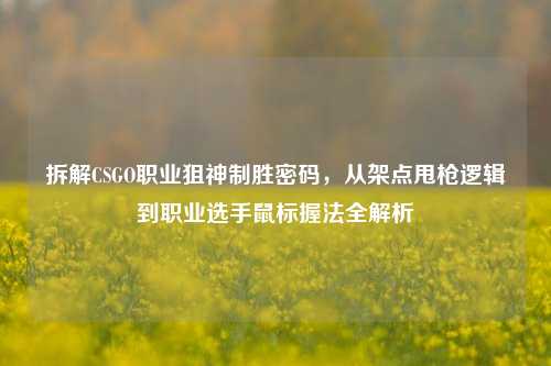 拆解CSGO职业狙神制胜密码，从架点甩枪逻辑到职业选手鼠标握法全解析