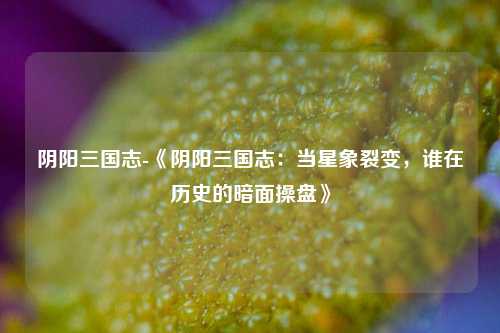 阴阳三国志-《阴阳三国志:当星象裂变,谁在历史的暗面操盘》