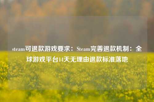 steam可退款游戏要求：Steam完善退款机制：全球游戏平台14天无理由退款标准落地